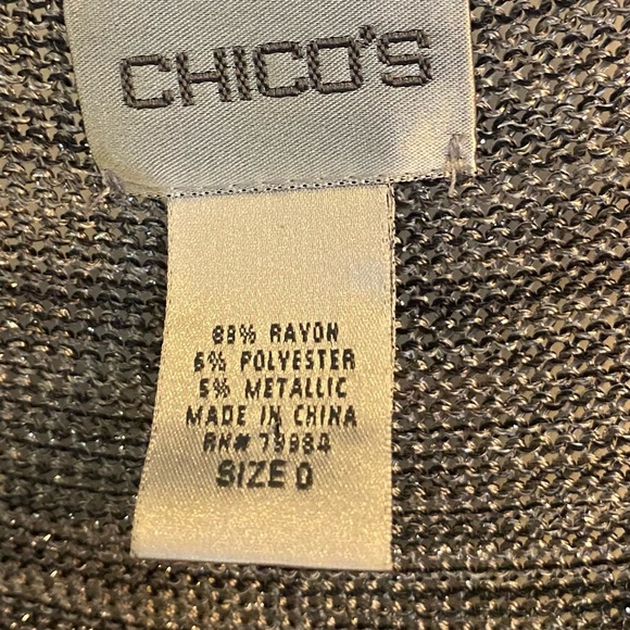 Chico’s Sweater Tank Top Size 0 Black/Silver Rayon/Polyester/Metallic Knit - Picture 2 of 4